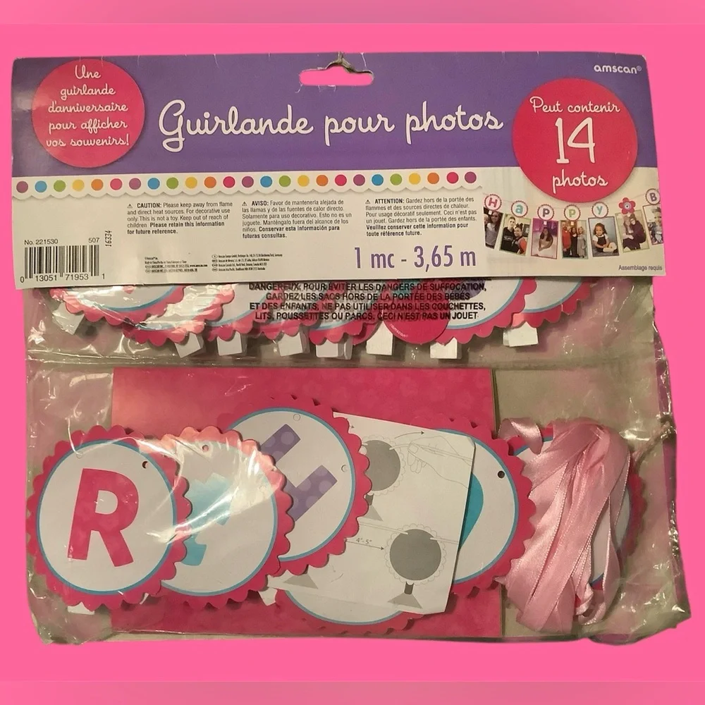 Happy Birthday Photo Garland. Holds 14 photos! Great for any Age! NEW!